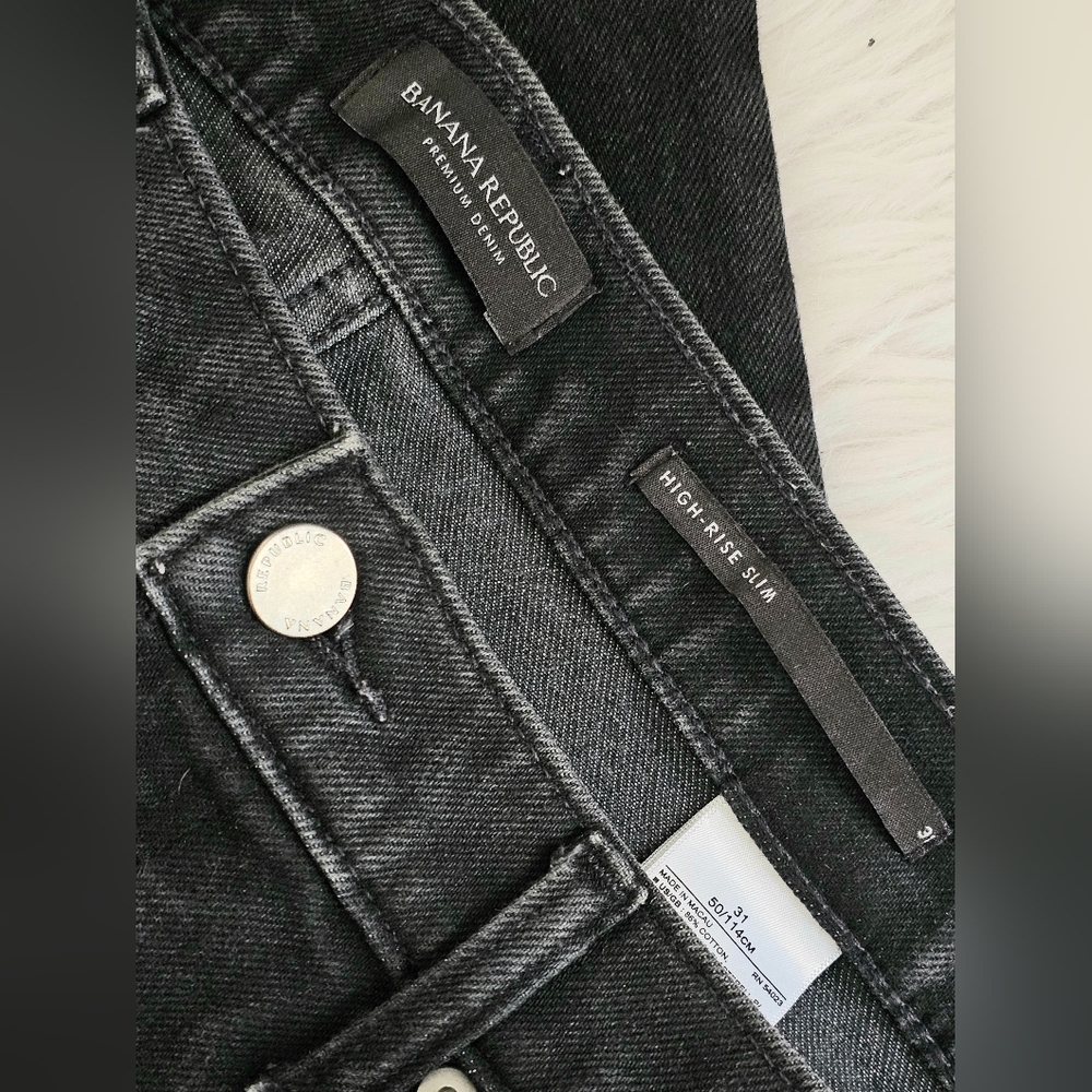 Banana Republic Black Denim High Rise Slim Jeans - Picture 2 of 6